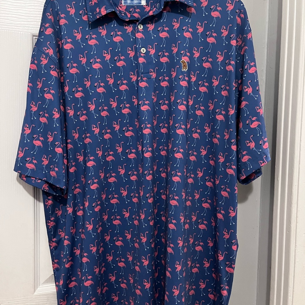 Men's Blue Flamingo Print Shirt